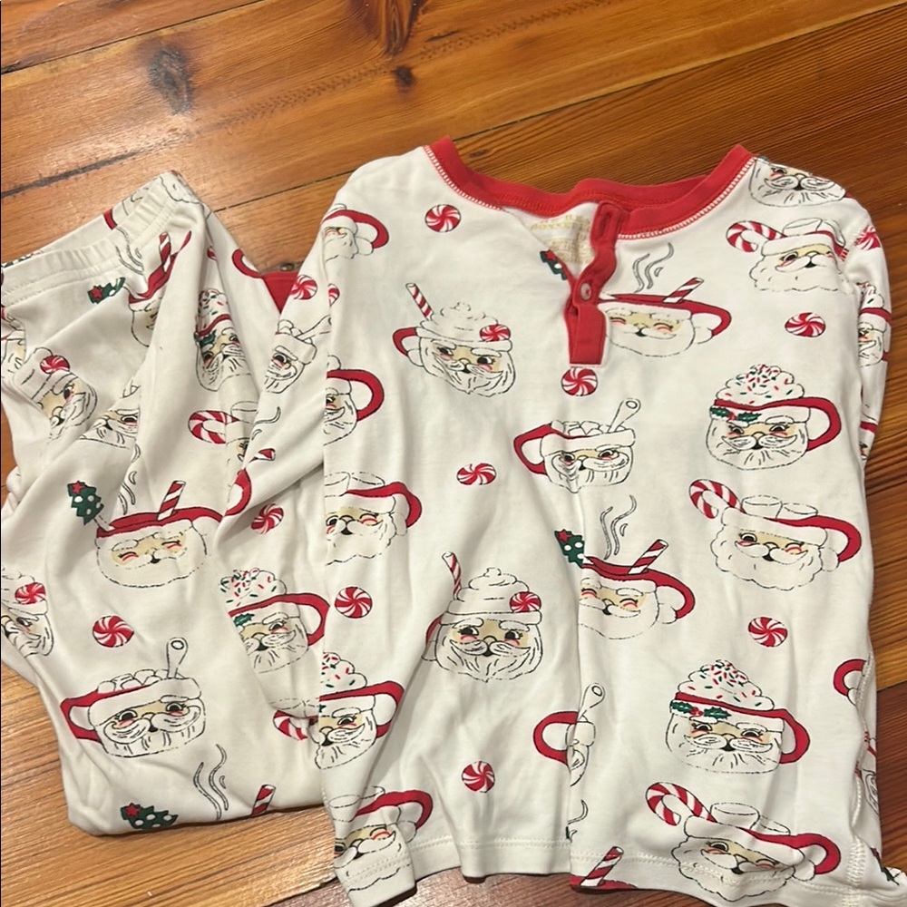 Festive Santa Kids Pajamas - Red and Cream